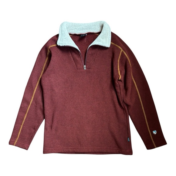 Kuhl Europa Alfpaca Fleece Quarter-Zip Sweater Maroon Size S Shearling - Picture 6 of 10